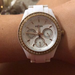 Fossil watch white and gold